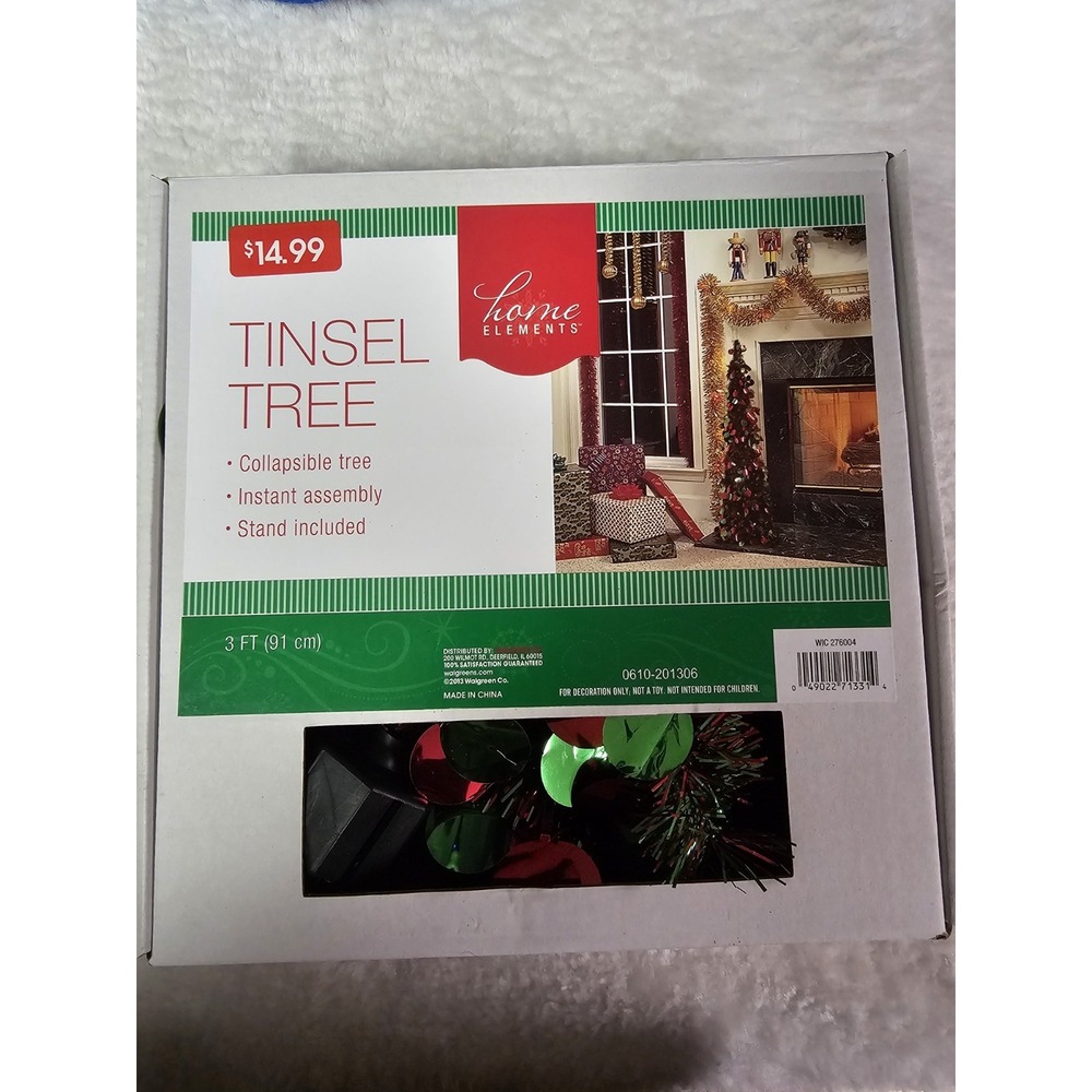 3 Ft Tinsel Tree‎ Red & Green
